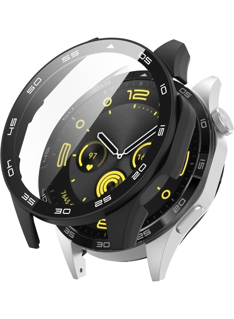 حافظة حماية كاملة من البولي كربونات مع واقي شاشة من الزجاج المقوى متوافق مع ساعة هواوي GT6 مقاس 46 مم، 2025  ناعمة ومتينة (أسود) - Image 1